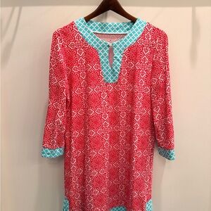 Cabana Life Red and Blue Patterned Tunic Dress